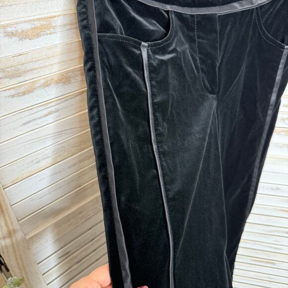 DEREK LAM Women's 6 Black Velvet Straight Leg Tuxedo Stripe Pant MADE IN ITALY - Picture 9 of 12